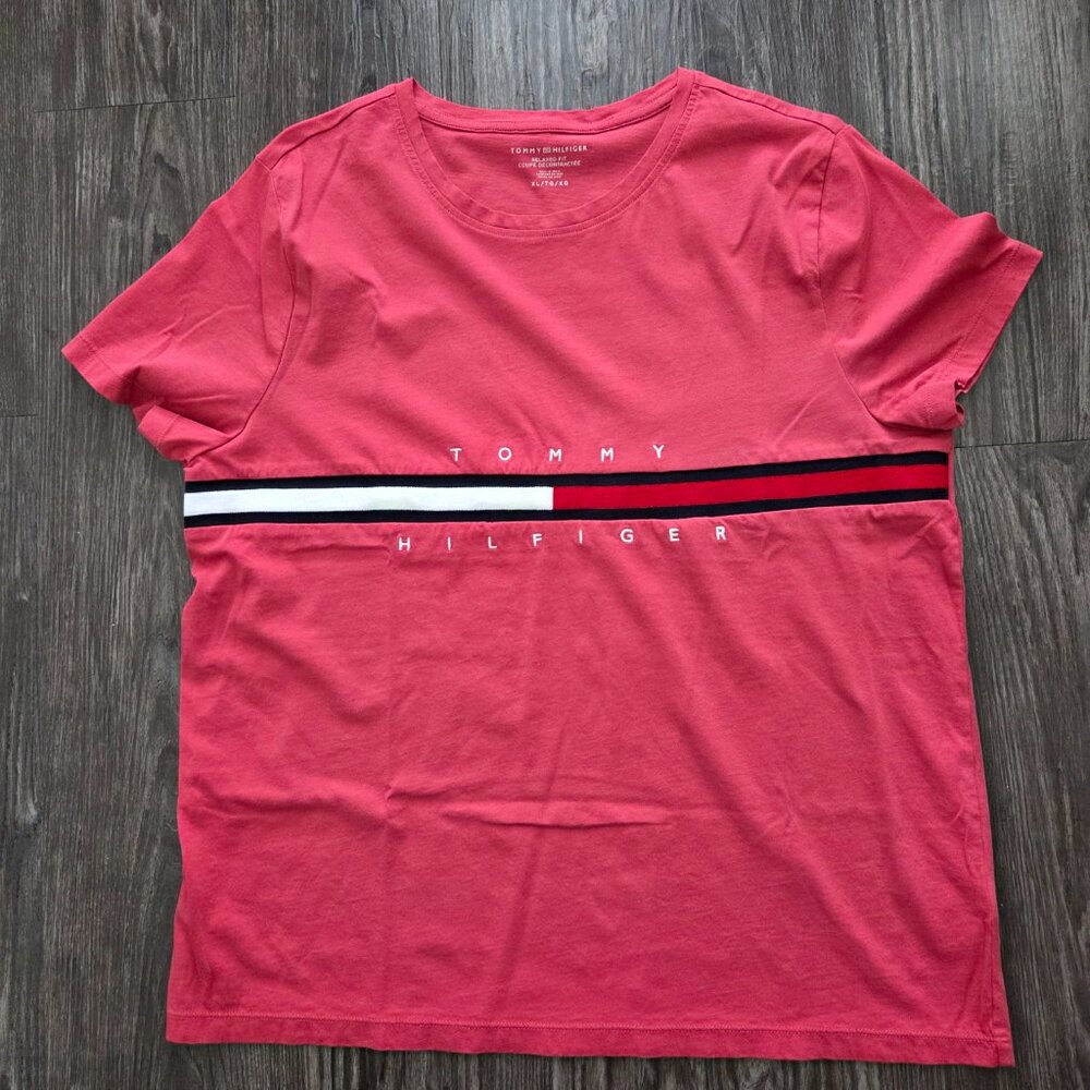 Tommy Hilfiger Embroidered Flag Stripe Logo T-Shirt
